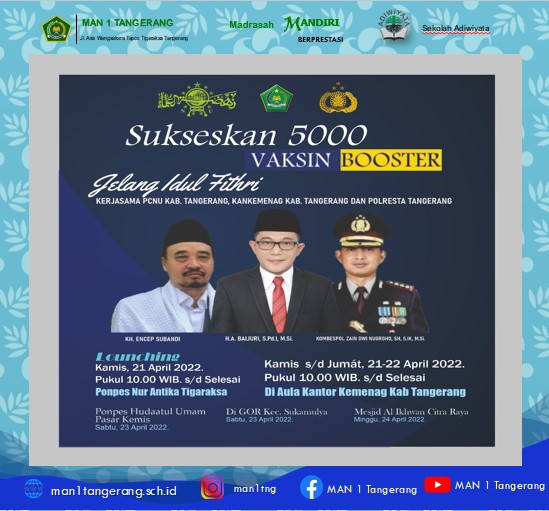 MAN 1 Tangerang Mendukung Pelaksanaan Vaksin 3 (Booster) di Kemenag Tangerang